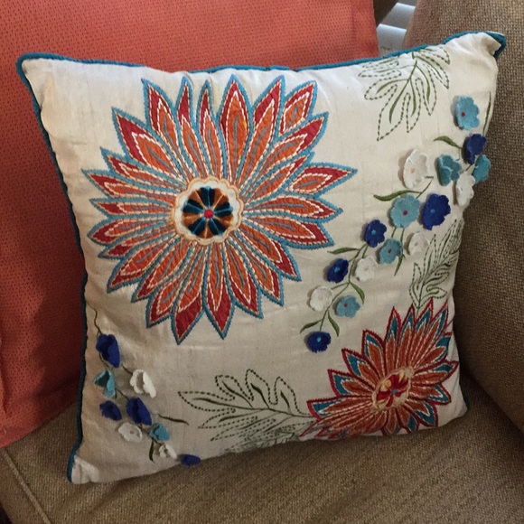 embroidered floral pillows